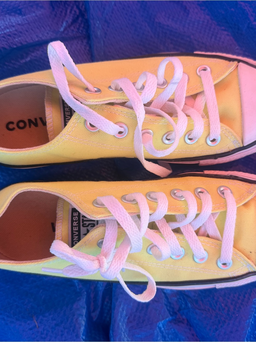 Converse Kids Yellow Low-Top Canvas Sneakers with White Laces